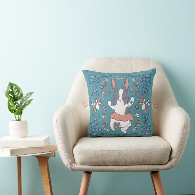 Coussin lapin et champignons adorables (Chaise)