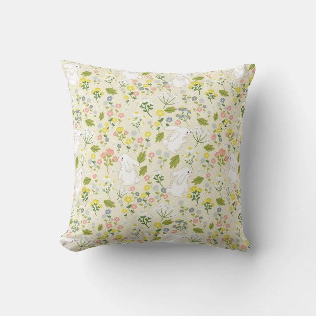 Coussin Lapin et Harmonie Fleur sauvage (Recto)