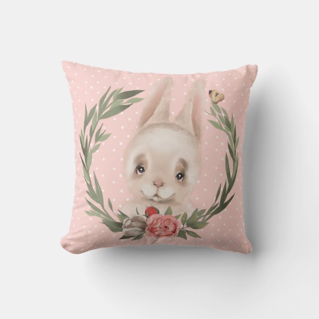 Coussin Lapin Floral Wreath (Recto)