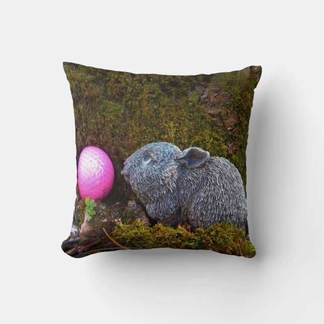 Coussin Lapin gris / lapin et balle de golf rose (Recto)