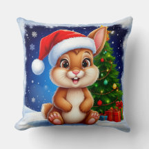 Lapin heureux avec un chapeau de Père Noël 