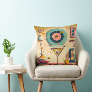 Coussin Lapin Martini Rétro Futuriste du Milieu du Siècle 