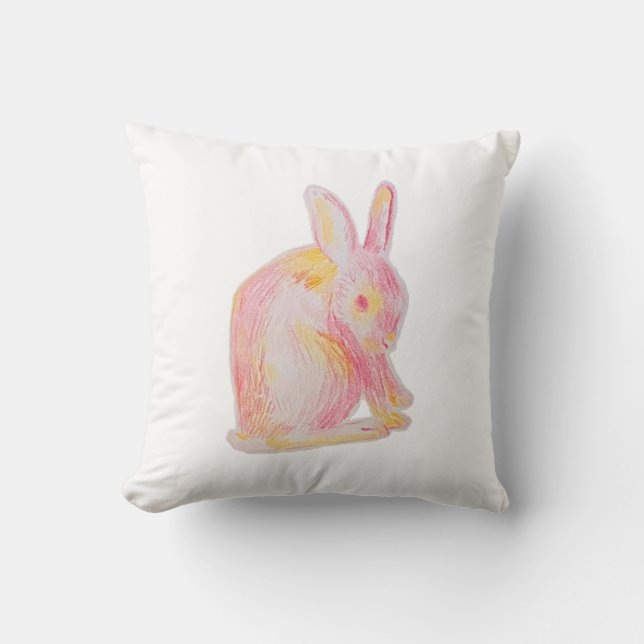 Coussin Lapin mignon à main rose (Recto)