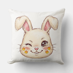 Coussin Lapin mignon clignant d'œil friandise maïs visage