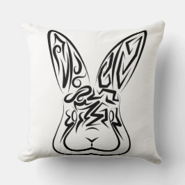 Coussin Lapin tribal noir et blanc