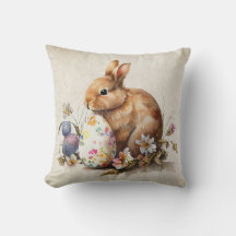 Lapin vintage de Pâques Floral avec oeufs
