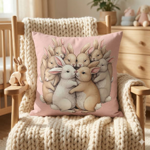 Coussin Lapins adorables dans une illustration de câlin pa