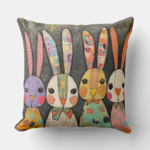 Coussin Lapins de Pâques fantaisistes en patchwork