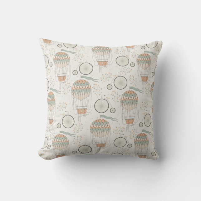 Coussin Lapins gris mignons et clés anciennes sur blanc (Recto)