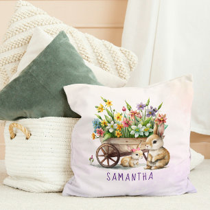 Coussin Lapins Mignons Fille Personnalisée Pâques