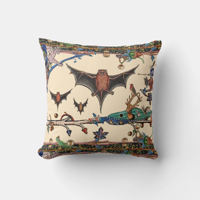 COUSSIN LARGE BESTIAIRE MÉDIÉVAL, BATS DE VOL ANIMAUX DE F (Recto)