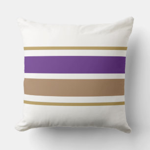 Coussin Large Royal Purple Brown Racing Stripes Sur Blanc