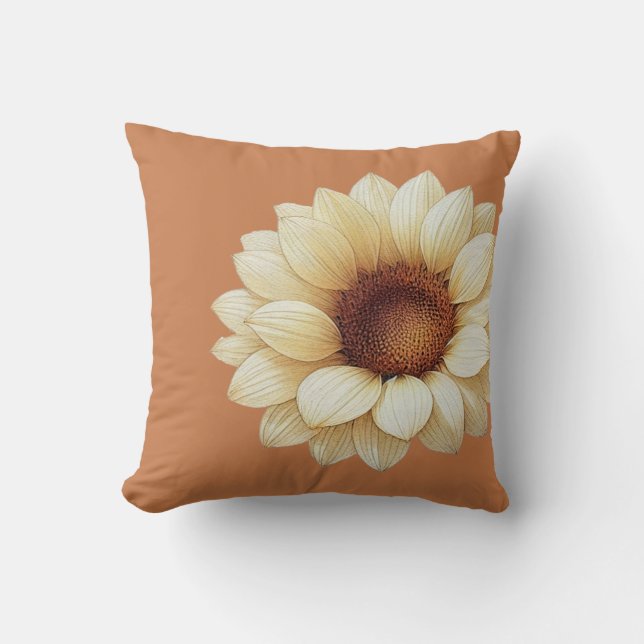 Coussin Large Sunflower Terra Cotta Throw Pillow (Recto)