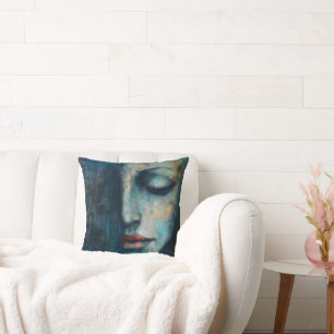 Coussin L'art Abstrait de la femme bleue