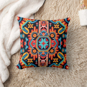 Coussin L'art de Huichol au Mexique