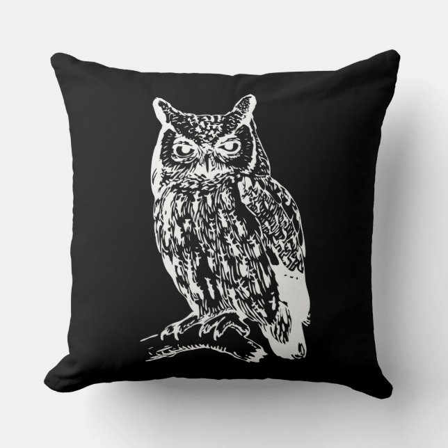 Coussin L'art de la Chouette noire et blanche (Recto)