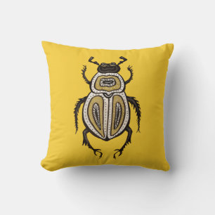 Coussin L'art des insectes jaunes du scarabée