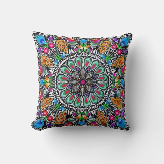 Coussin L'art du camion du Pakistan fleurit le carreau (Recto)