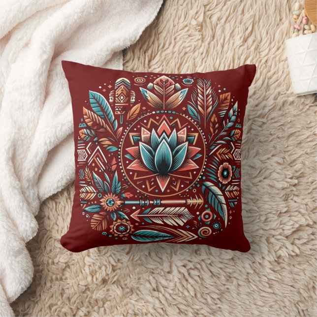 Coussin L'art du mandala floral avec des motifs dynamiques (Couverture)