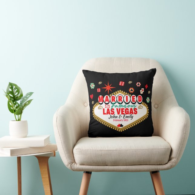 Coussin Las Vegas Marié Couple Correspondant Vacances Neva (Chaise)