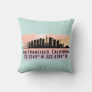 Coussin Latitude et longitude de San Francisco City Skylin