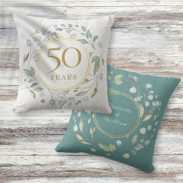 Coussin Laurel Garland Faux Gold 50 Anniversaire Mariage