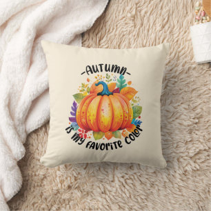 Coussin L'automne est ma couleur préférée - Citrouille et 