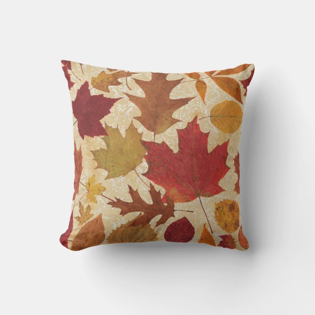 Coussin L'automne laisse le motif Damask (Recto)