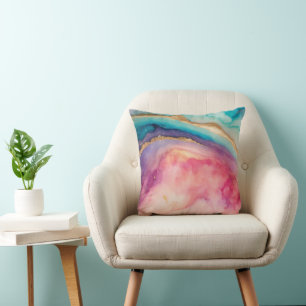 Coussin Lavage à l'aquarelle pastel chic moderne éclabouss