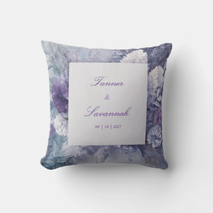 Coussin Lavande Bleu Violet Floral Givré Monochrome