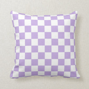Coussin Lavande Checkered et blanc