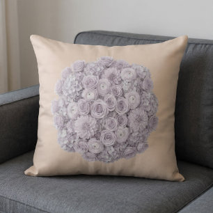 Coussin Lavande Douce & Floral Gris Pâle