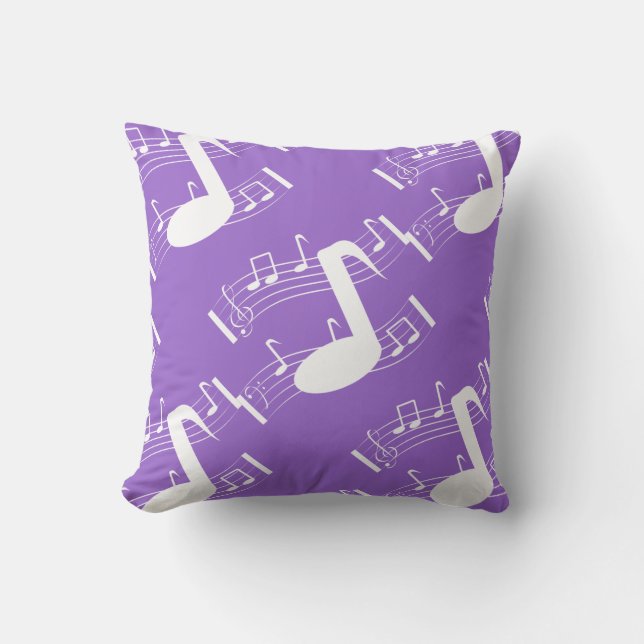 Coussin Lavande et blanc de carreau de notes musicales (Recto)