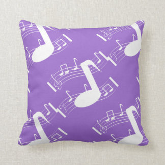 Coussin Lavande et blanc de carreau de notes musicales