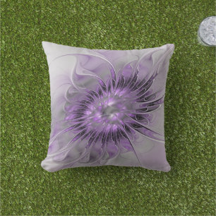 Coussin Lavande Fleur Dream Moderne Abstrait Fractal Art