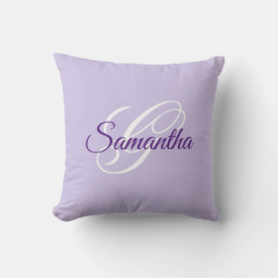 Coussin Lavande Royal Pourpre et Blanc Monogramme Fantaisi