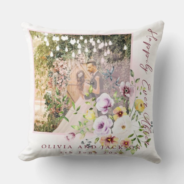 Coussin Lavande Vierge Violet Floral Heureux Jamais Après (Recto)