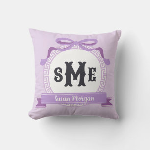 Coussin Lavande violette inverse Clé grecque inférieure Mo