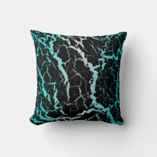 Coussin Lave de l'espace fissuré - blanc/cyan