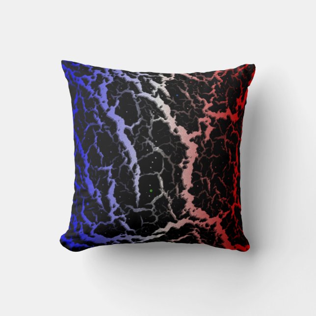 Coussin Lave de l'espace fissuré - Bleu/Blanc/Rouge (Recto)