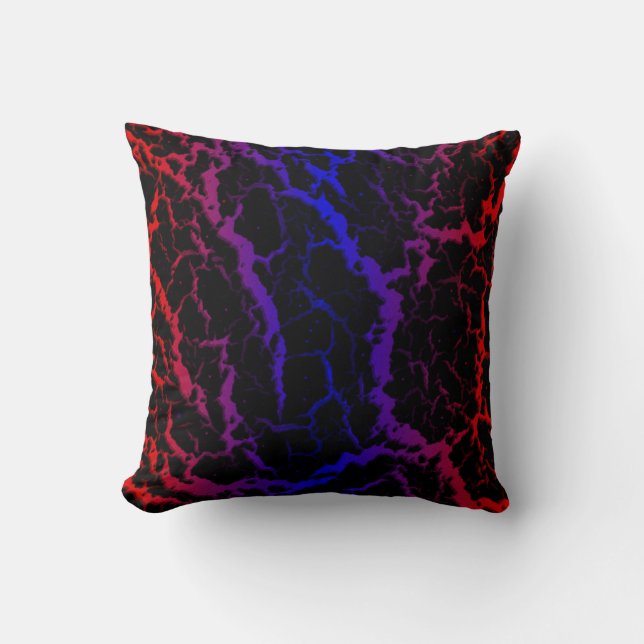 Coussin Lave de l'espace fissuré - Rouge/Bleu (Recto)