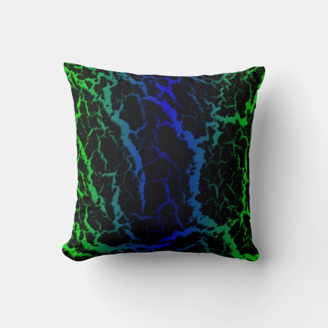 Coussin Lave de l'espace fissuré - Vert/Bleu (Recto)