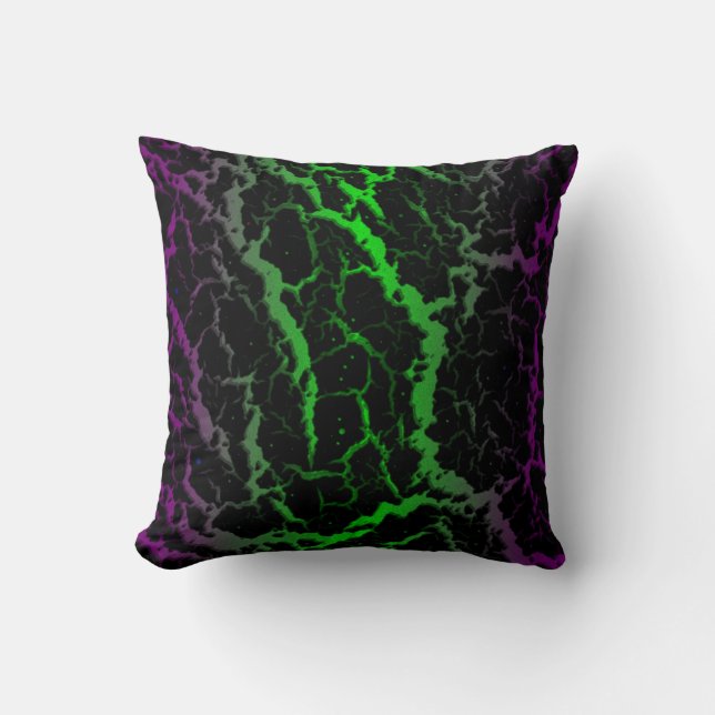 Coussin Lave de l'espace fissuré - violet/vert (Recto)