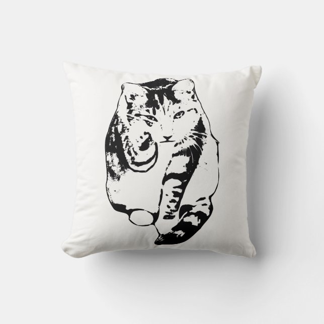 Coussin Lave-linge à jet de chat frappant (Recto)