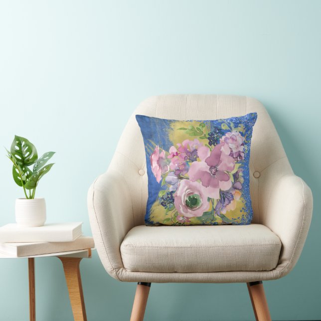 Coussin Lavender Blues Aquarelle Parties scintillant flora (Chaise)