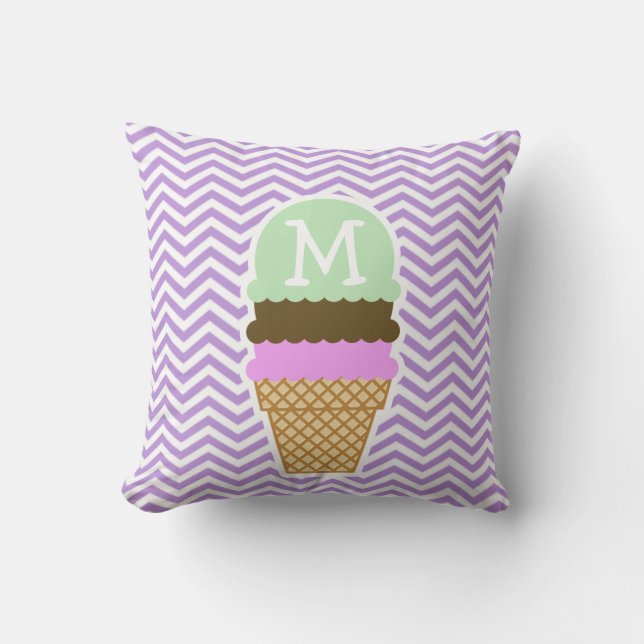 Coussin Lavender Chevron Stripes; Ice Cream Cone (Recto)
