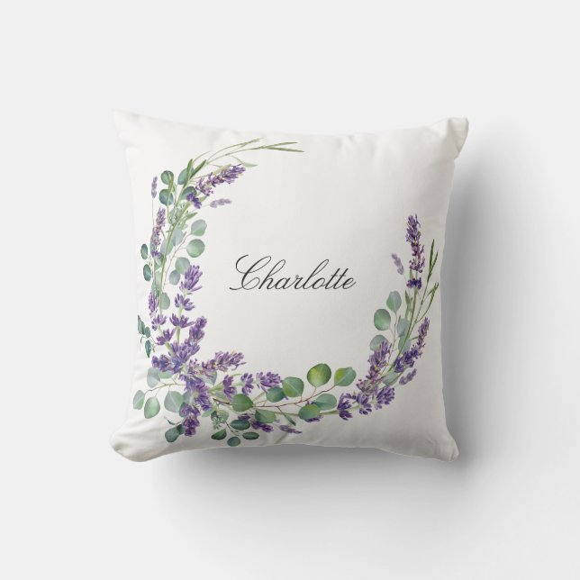 Coussin Lavender eucalyptus nom de la végétation script (Recto)