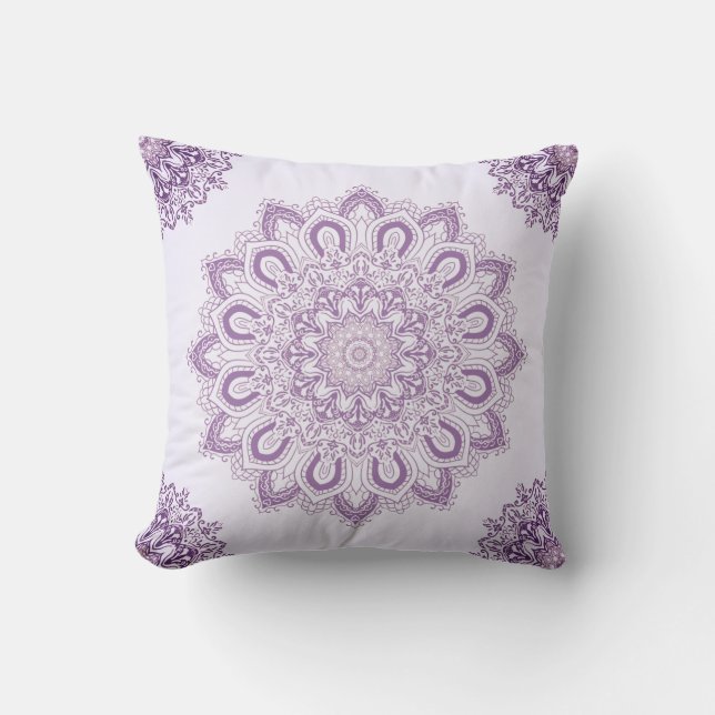 Coussin Lavender Purple Mandala Motif décoratif (Recto)