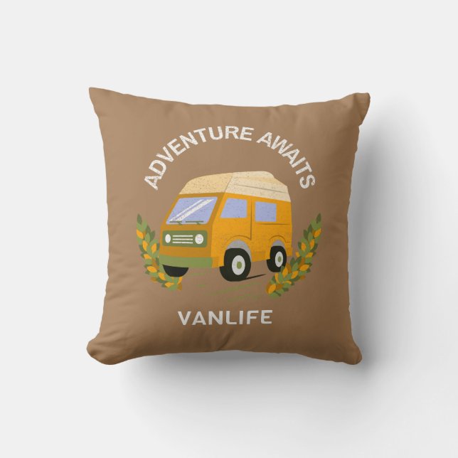 Coussin L'aventure attend VanLife (Recto)