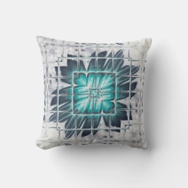 Coussin LavishlySur Turquoise Gris Etché Feuilles Florales